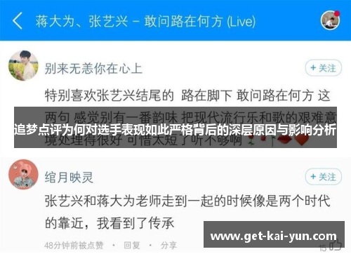 追梦点评为何对选手表现如此严格背后的深层原因与影响分析